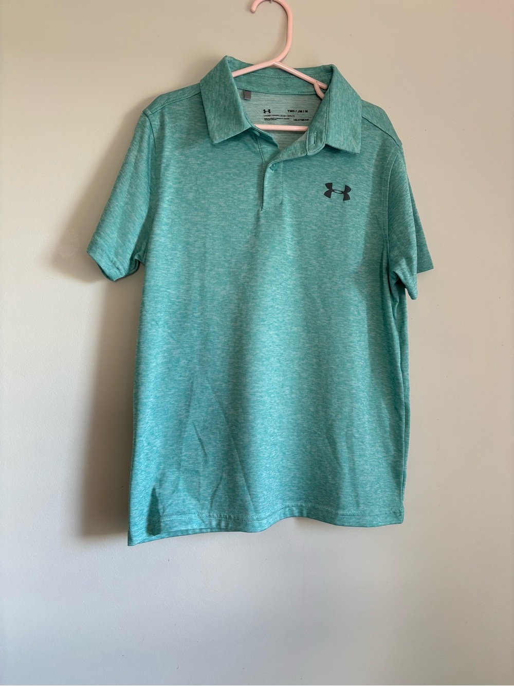 Like New! Under Armour Boys  Aqua Heather Polo